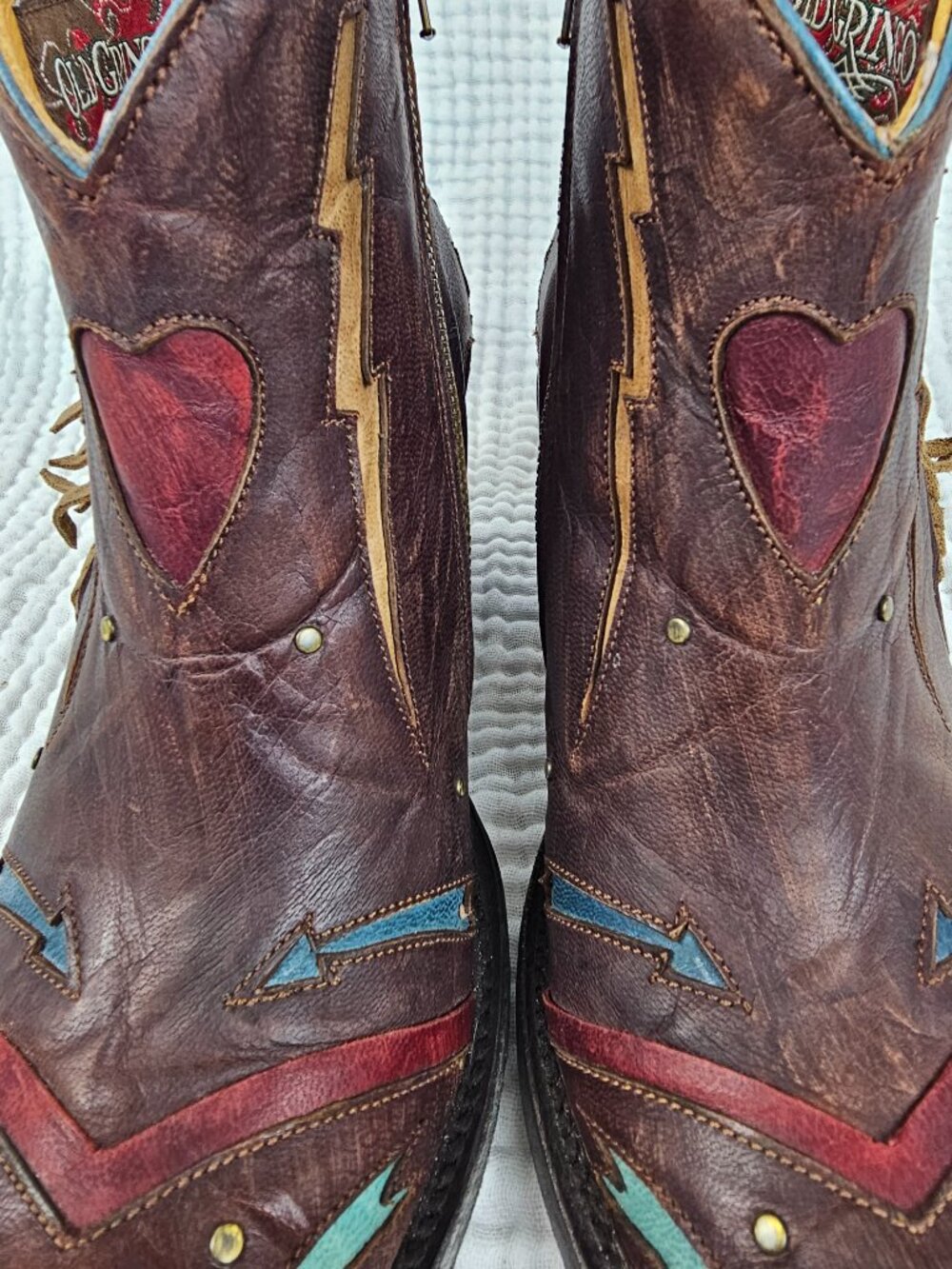 ✨Like New✨Old Gringo Cold Heart Short Boot | Oxblood | Fringe & Inlay | Sz 8 - Picture 9 of 12